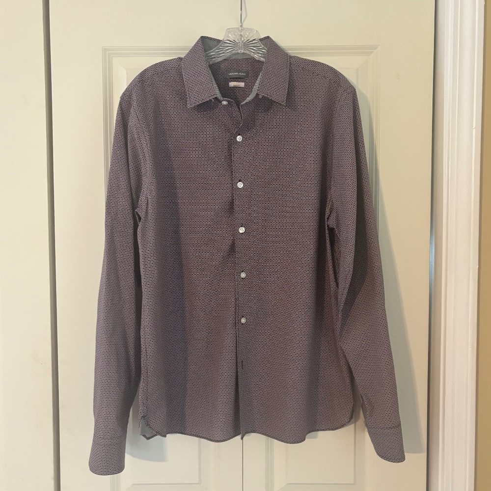 Men’s Van Heusen Stain Shield Mens Slim Fit Long Sleeve Button-Down Shirt Large